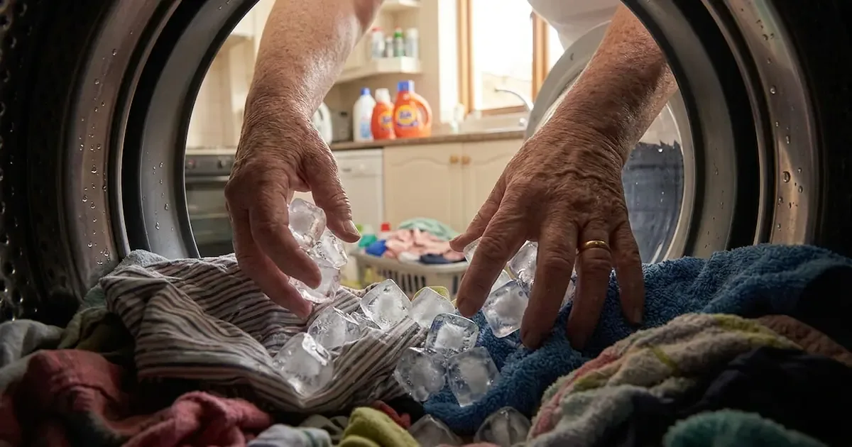 Como 4 cubos de gelo e 15 minutos na máquina de secar eliminam os vincos da roupa