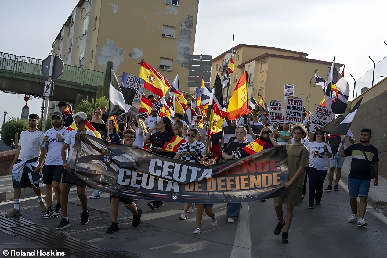 Local people protest against the influx of migrants from neighbouring Morocco in July
