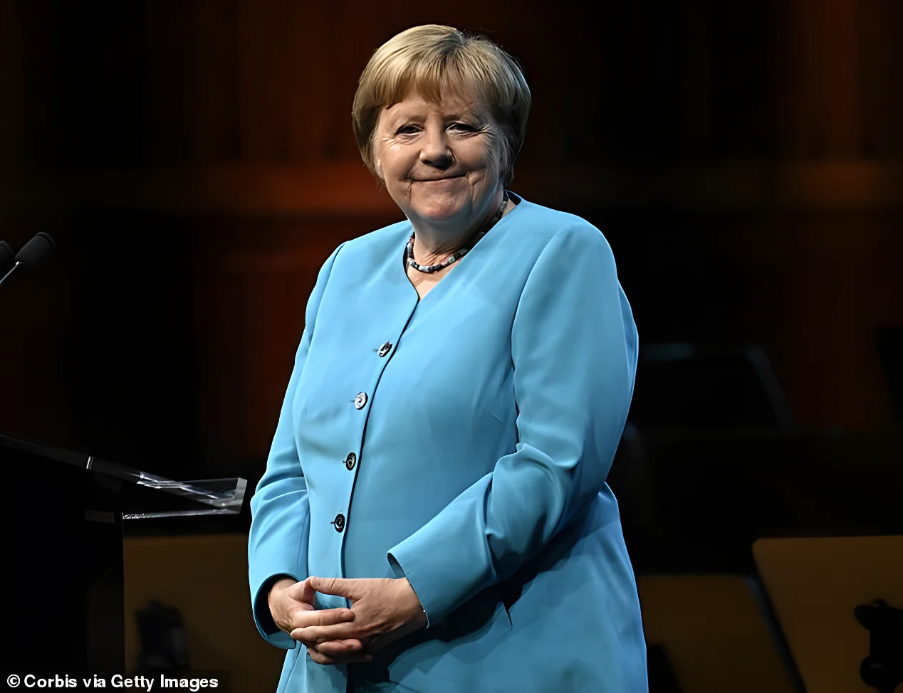 The former German Chancellor Angela Merkel, pictured in Lisbon, Portugal on July 9